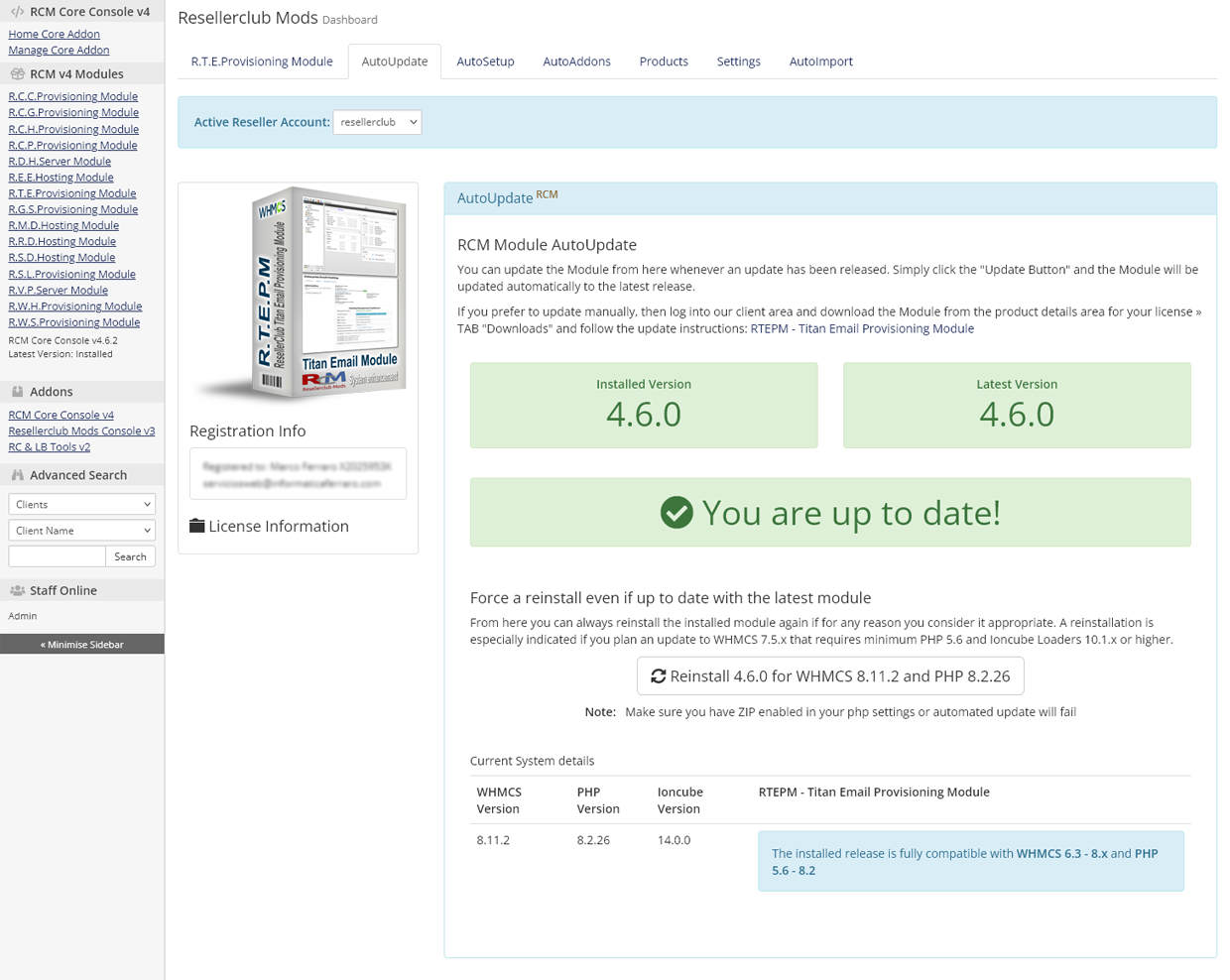 Resellerclub Mods Console Module AutoUpdate