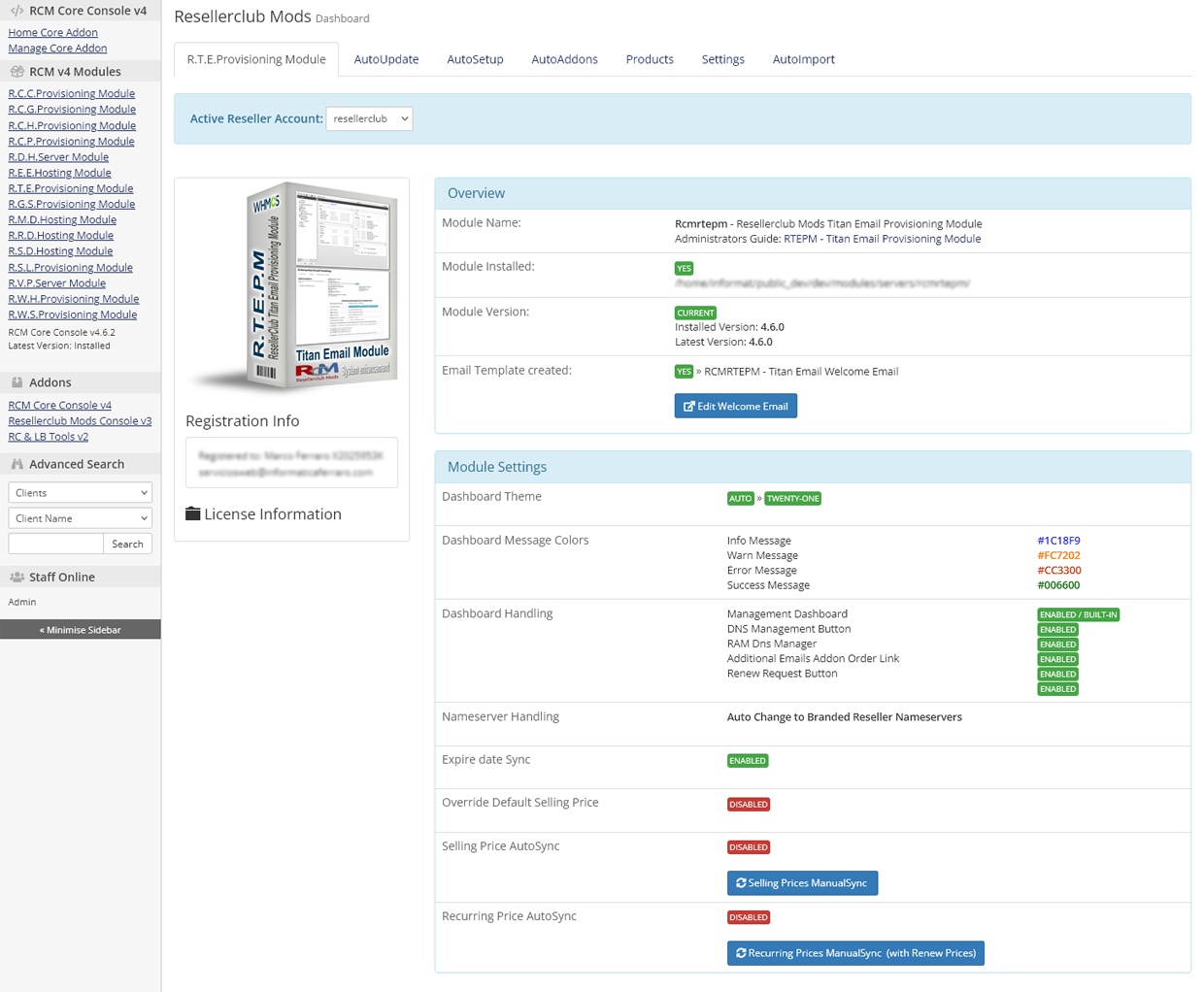 Core Addon Dashboard Titan Email Module