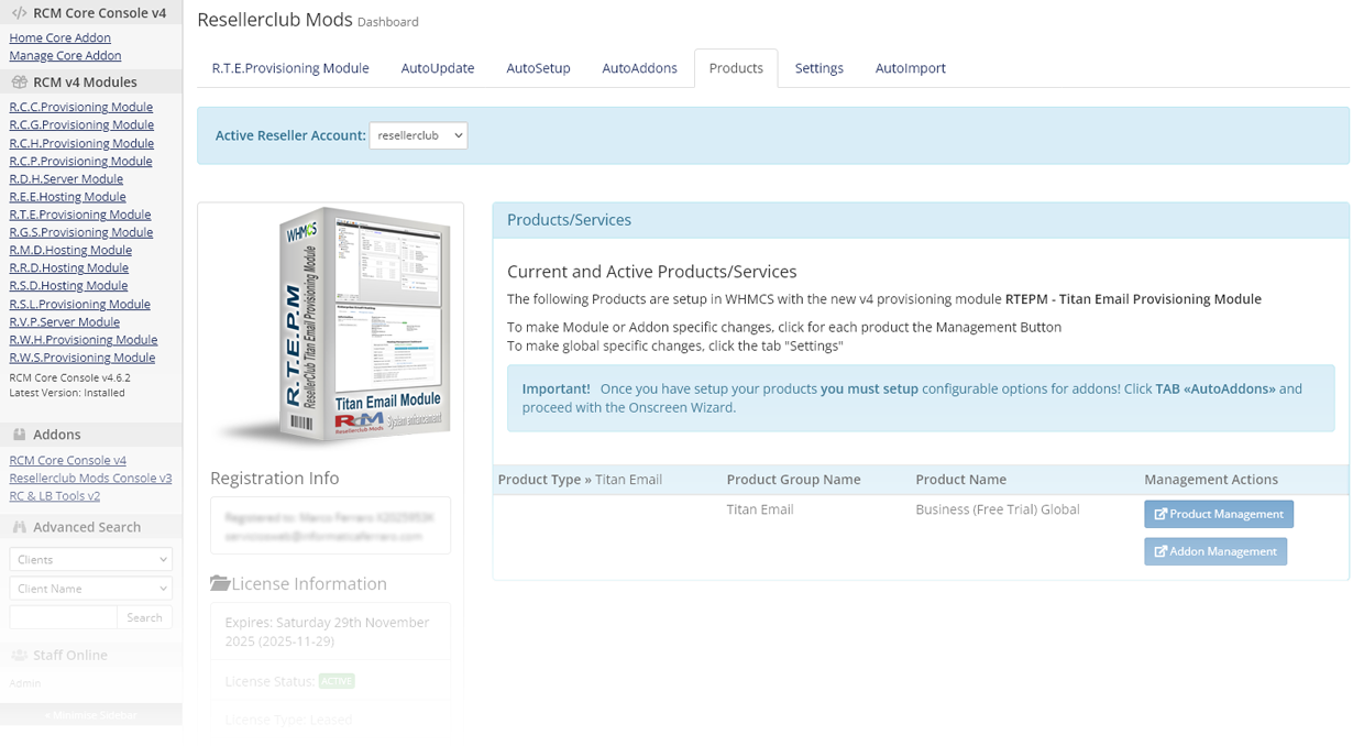 Resellerclub Mods Console Product Overview